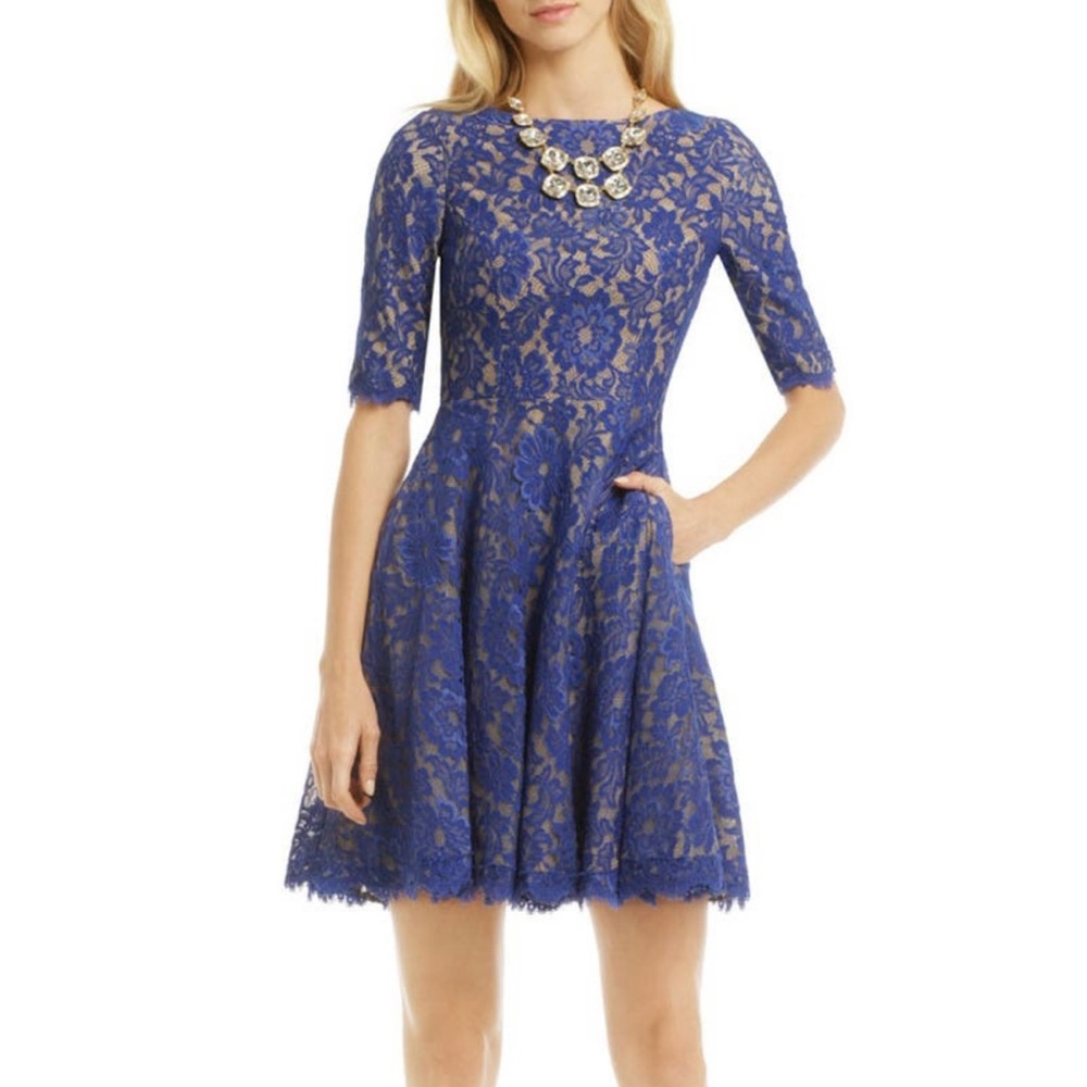 ML Monique Lhuillier dress in blue lace size 4